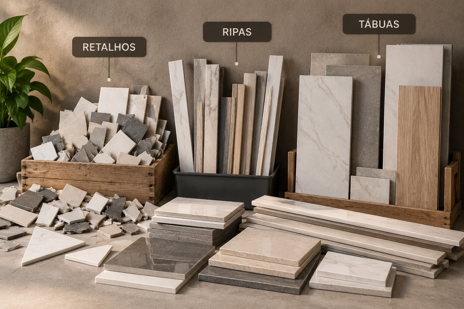 Retalhos, ripas e tábuas de madeira
